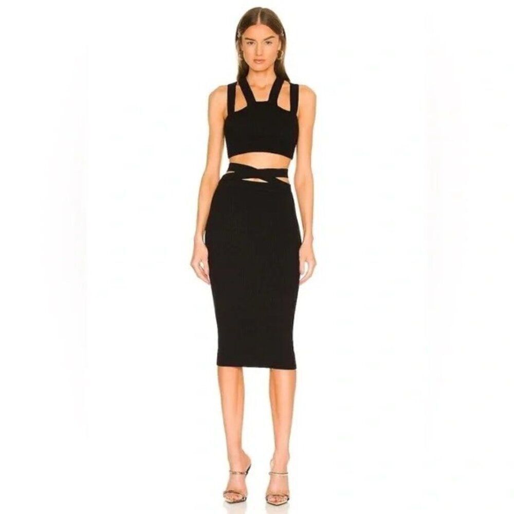 NWT Michael Costello x Revolve Emmaline Bandage Midi Skirt in Black - Size XS